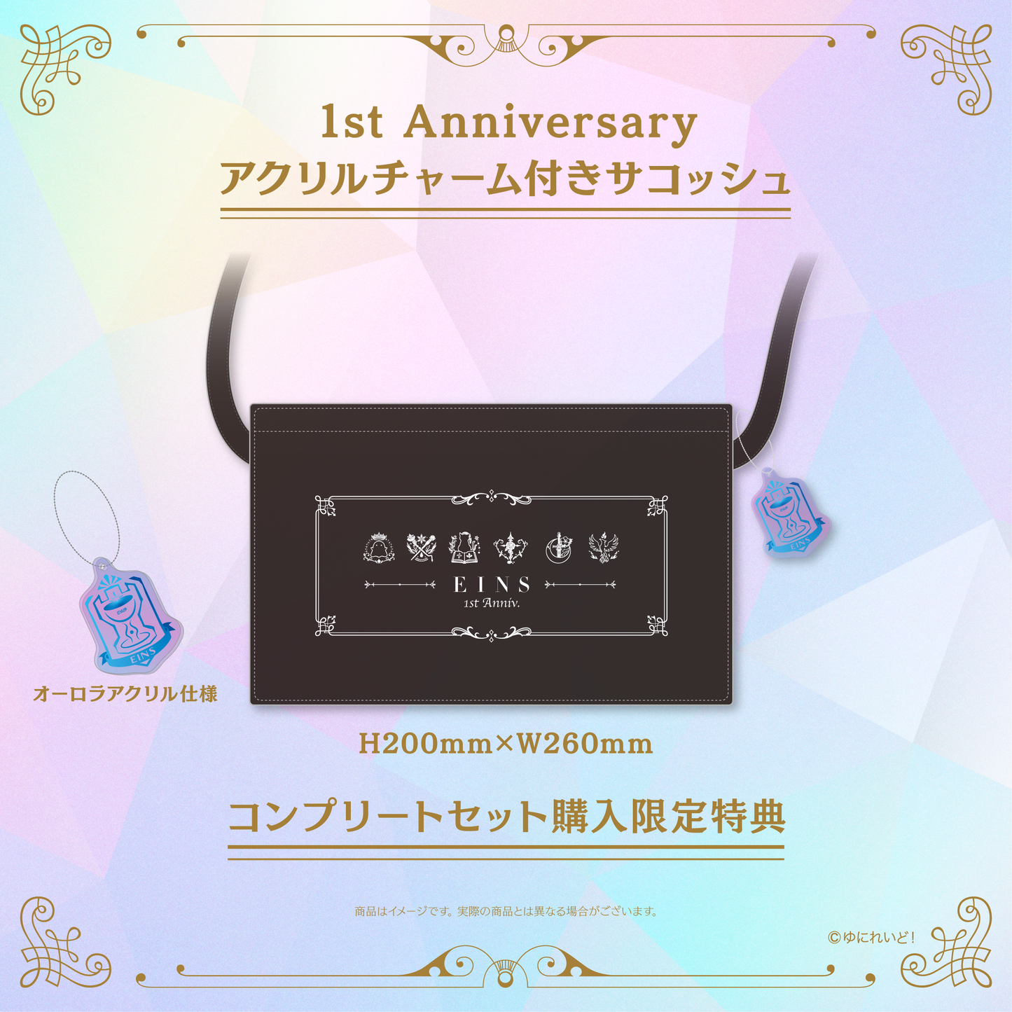 【EINS デビュー1周年 記念グッズ】コンプリートセット+ミニアクリルチャーム付きサコッシュ